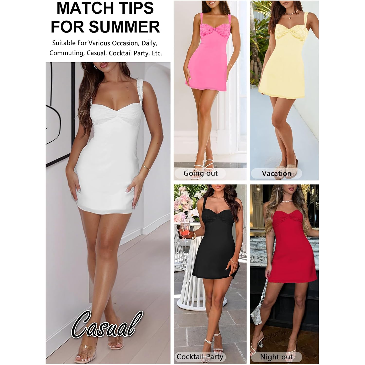 Women'S Summer Mini Dresses Sleeveless Sexy Square Neck Lace Splicing Cocktail Party Straps Bodycon Dress