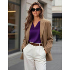 Zeagoo Silk Satin Tank Tops For Women V Neck Business Work Blouses Summer Dressy Casual Sleeveless Shirts