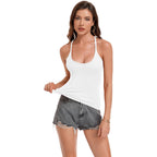 Womens Spaghetti Strap Scoop Neck Ribbed Tank Top Cami Shirts