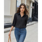 Button Down Shirts for Women Dress Shirt Cotton Long Sleeve Collared Shirt Business Work Office Blouse Top