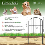 Garden Fence, Total 10Ft(L) X 24In(H) Garden Fencing Animal Barrier, 10 Pcs Rustproof Metal Fence Panels, Black No Dig Fence, Decorative Garden Fences And Borders For Dogs, Flower Bed, Patio