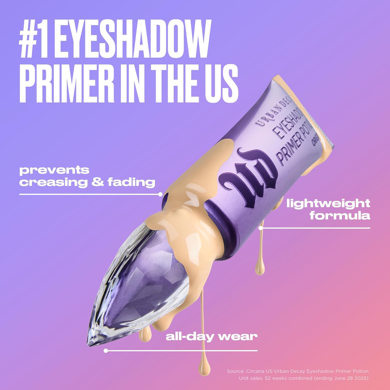 Urban Decay Eyeshadow Primer Potion - Waterproof, Eyelid Base Primer, Nude, Up to 8 Hour Wear, Long Lasting Crease-Resistant Eye Makeup, Translucent Shade, Universal for All Skin Tones