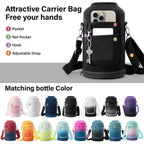 Dysanky Insulated Water Bottle | Thickened Stainless Steel Vacuum Metal | Portable Sports Half Gallon Large Water Jug For Gym And Hiking With Straw, Carrier Bag, Handle Strap | Bpa-Free 64 Oz