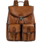 Women Vintage Genuine Leather Backpack Purse Fashion Rucksack Practical And Stylish Retro Daypack Bag (Brown)