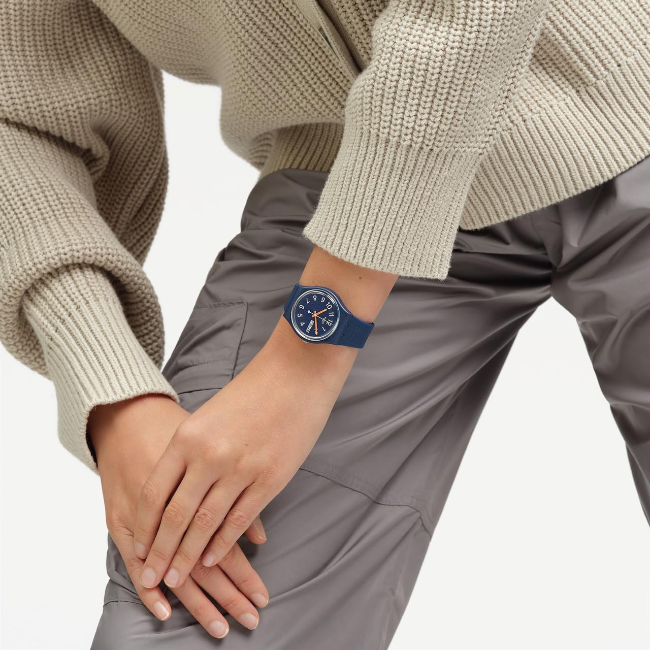 Swatch Gent Biosourced Unisex Watch Casual Polymer Blue Quartz Waterproof Trendy Lines At Night