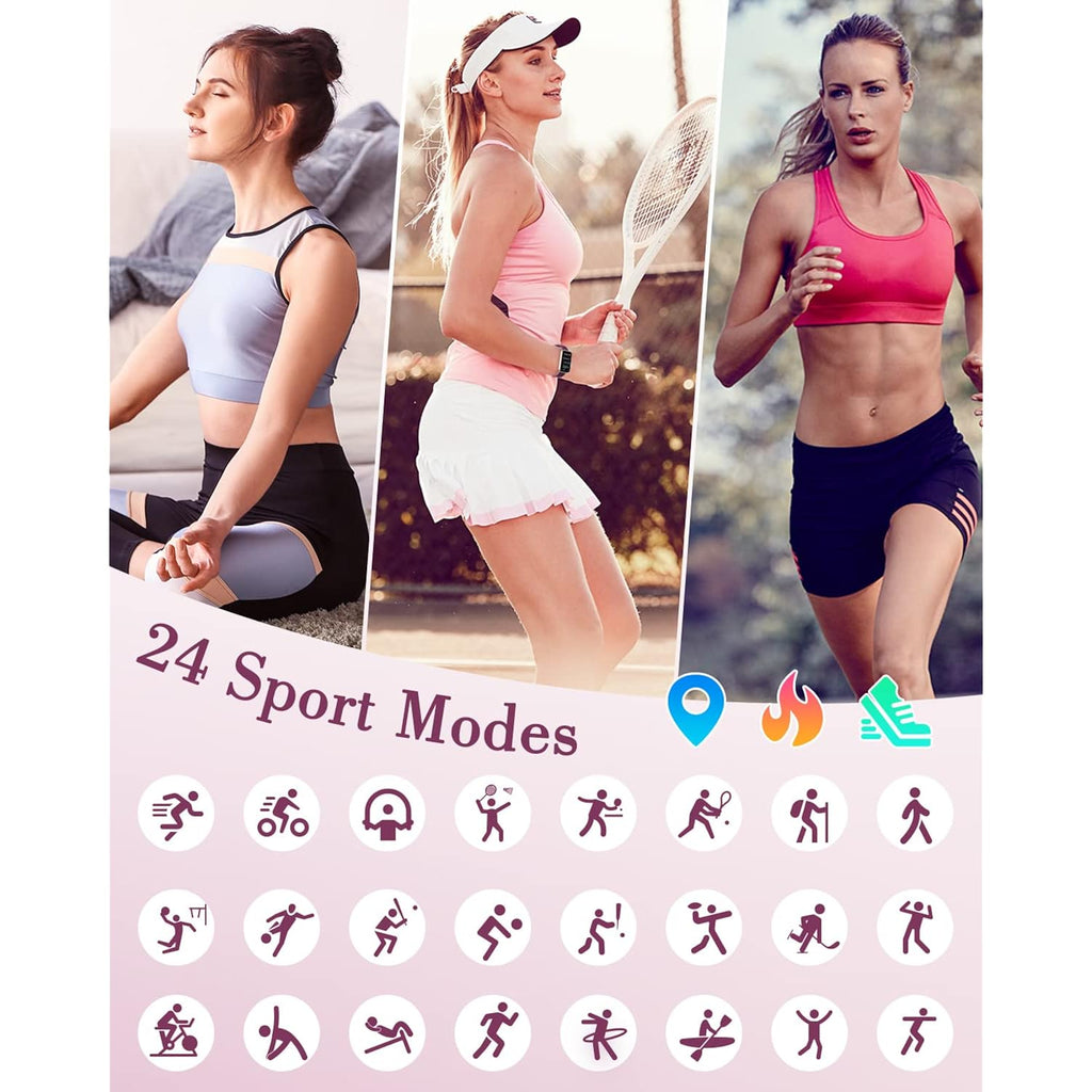 Fitness Watches for Women, LYNN2 Fitness Tracker with Heart Rate Monitor Blood Oxygen/Sleep Tracker Pedometer, Slim Step Tracker Watch for iOS/Android Phones Waterproof (Purple)
