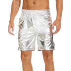 Zerbala Men'S Metallic Shorts Shiny Rave Shiny Sparkly Shorts With Pockets