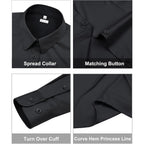 Womens Classic-Fit Dress Shirts Long Sleeve Button Down Wrinkle-Free Stretch Solid Casual Work Office Blouse Top