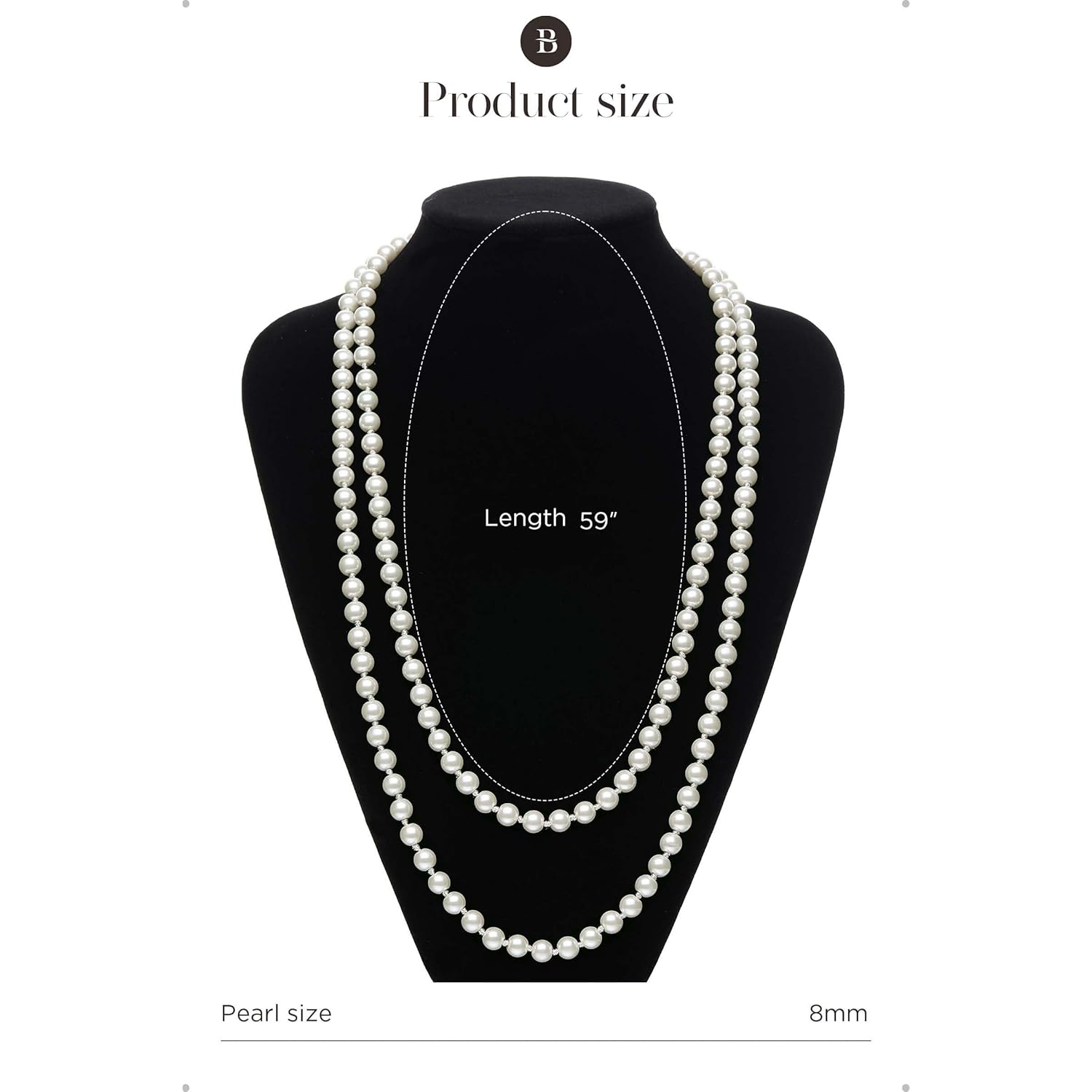 BABEYOND Long Pearl Necklace Faux Pearls Necklace Set Beaded Long Pearls Necklace 1920s Gatsby Costume Jewelry