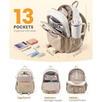 Lovevook School Backpack For Teen Girls, Bookbag For 8-16 Student, Middle High College Back To School Cute Kids Backpack, 15.6 Inch, Khaki-Beige