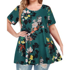 Plus Size Tops for Women Tunic Floral Casual Short Sleeves T Shirts Flowy Blouses 2026