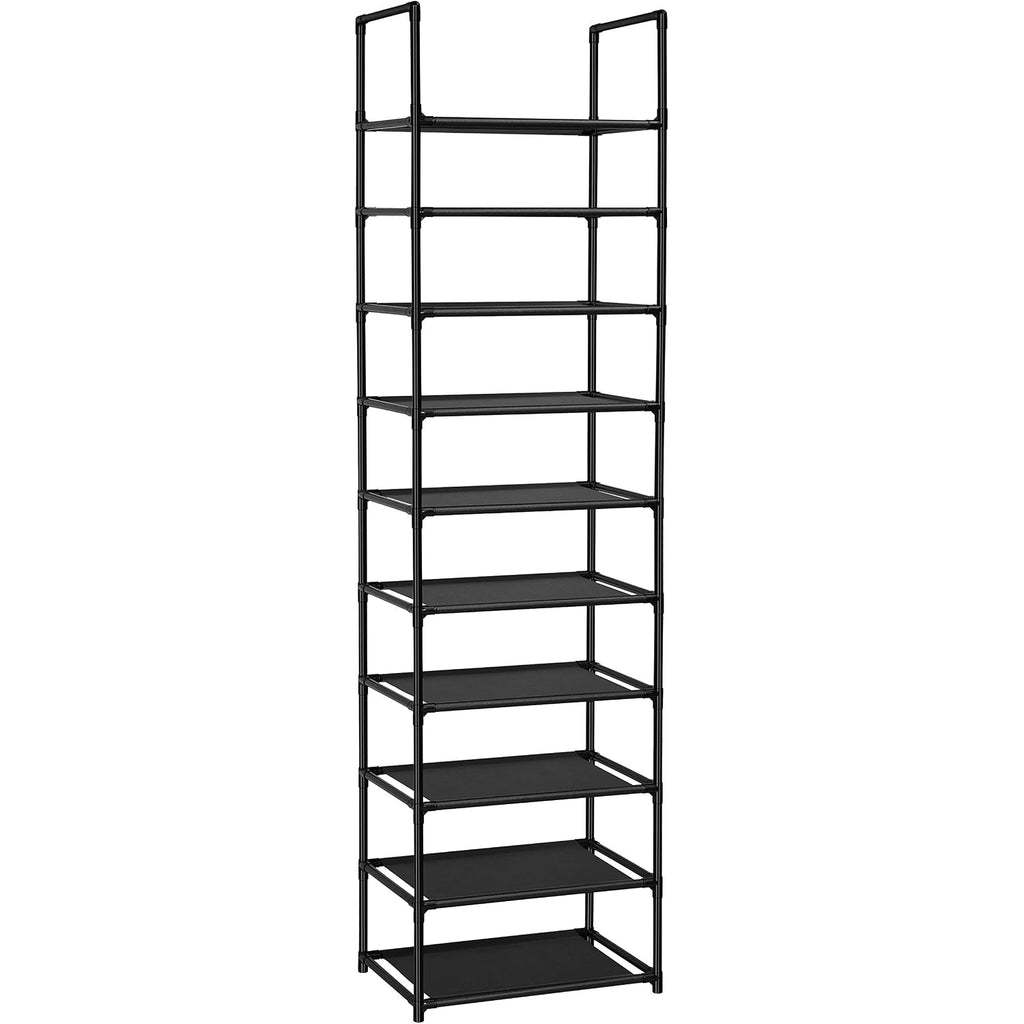 Fiducial Home 10 Tiers Shoe Rack Organizer 20 Pairs Tall Shoe Shelf | Tall Narrow Space Saving For Closet Entryway Dorm, Easy To Assemble, 17"L X 11"W X 68.8"H, Black