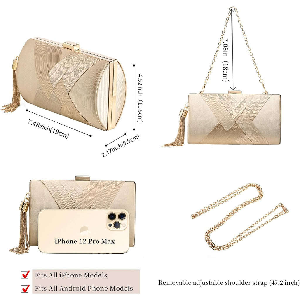 Clutch Purses For Women Tassel Evening Clutch bag Cross Body & Shoulder Bag For Wedding Night out Party