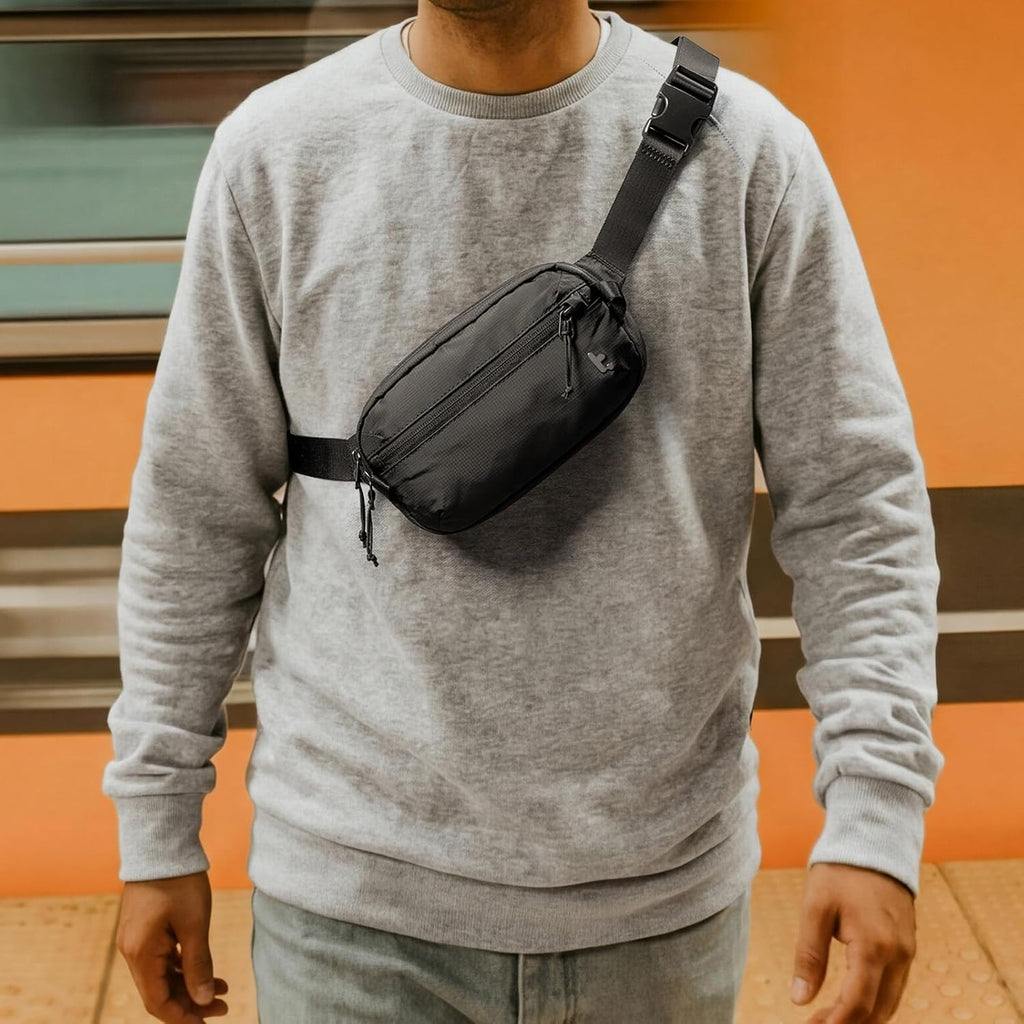 Tomtoc 1.5L Sling Bag With Rfid Blocking Crossbody Chest Pack For Men Women | Edc Minimalist Shoulder Bag, Water-Resistant Lightweight Carrying Waist Fanny Pack For Travel, Daily Commute, Hiking, Walking