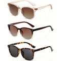 Polarized Square Sunglasses for Women 3 Pack–Trendy Retro Rectangle UV400 Protection Lightweight for Travel Driving A3 Transparent Brown+brown Gradient+dark Tortoise Grey(3 Pack)