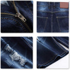 Men'S Casual Ripped Denim Shorts Stylish Distressed Straight Leg Jeans Shorts