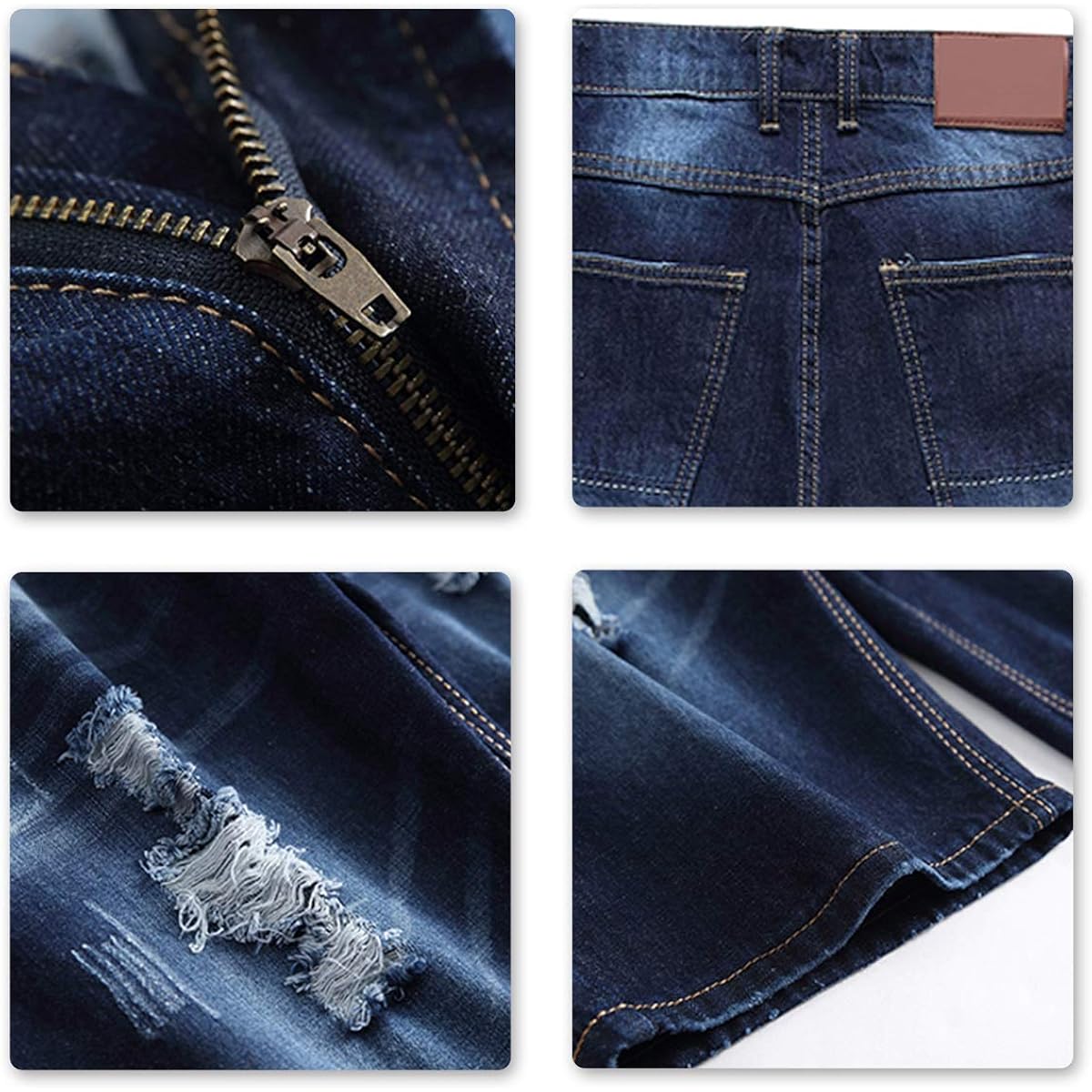 Men'S Casual Ripped Denim Shorts Stylish Distressed Straight Leg Jeans Shorts