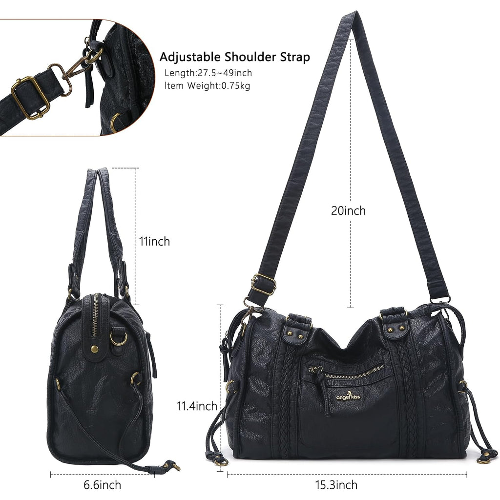 Angel Kiss Hobo Bags For Women Vegan Leather Hobo Satchel Handbags Large Tote Purses Shoulder Bag