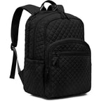 Backpack For Women,College Backpack,Quilted Casual Daypack,Waterproof Bookbag For 15.6Inch Laptop (Black)
