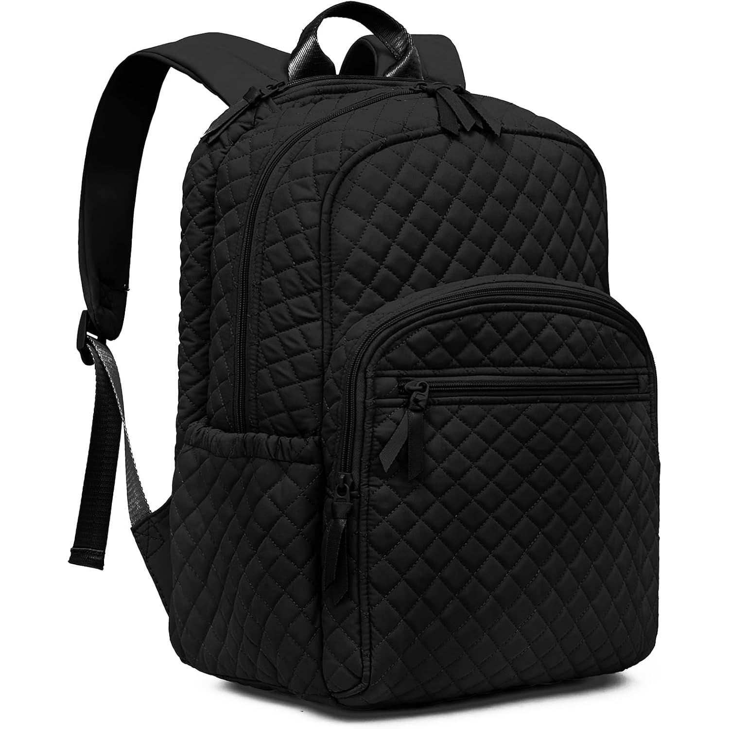 Backpack For Women,College Backpack,Quilted Casual Daypack,Waterproof Bookbag For 15.6Inch Laptop (Black)