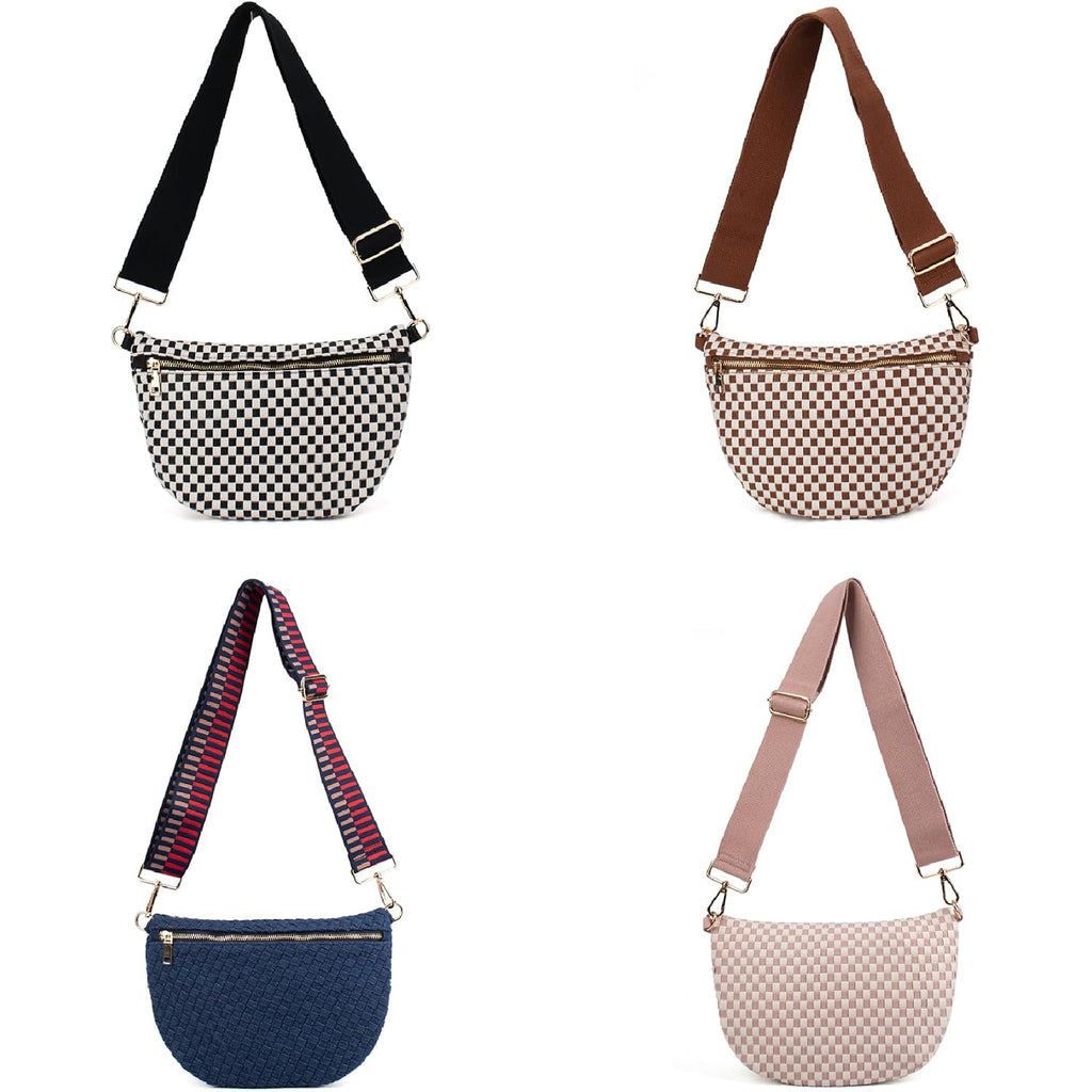 The Fiona | Woven Bum Bag | Stylish Woven Crossbody Bag | Adjustable Strap For Travel Festivals & Everyday