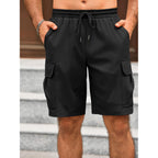 Runcati Mens Cargo Shorts Elastic Waist Drawstring Lightweight Shorts Summer Hiking Casual Shorts With Pockets No Lining