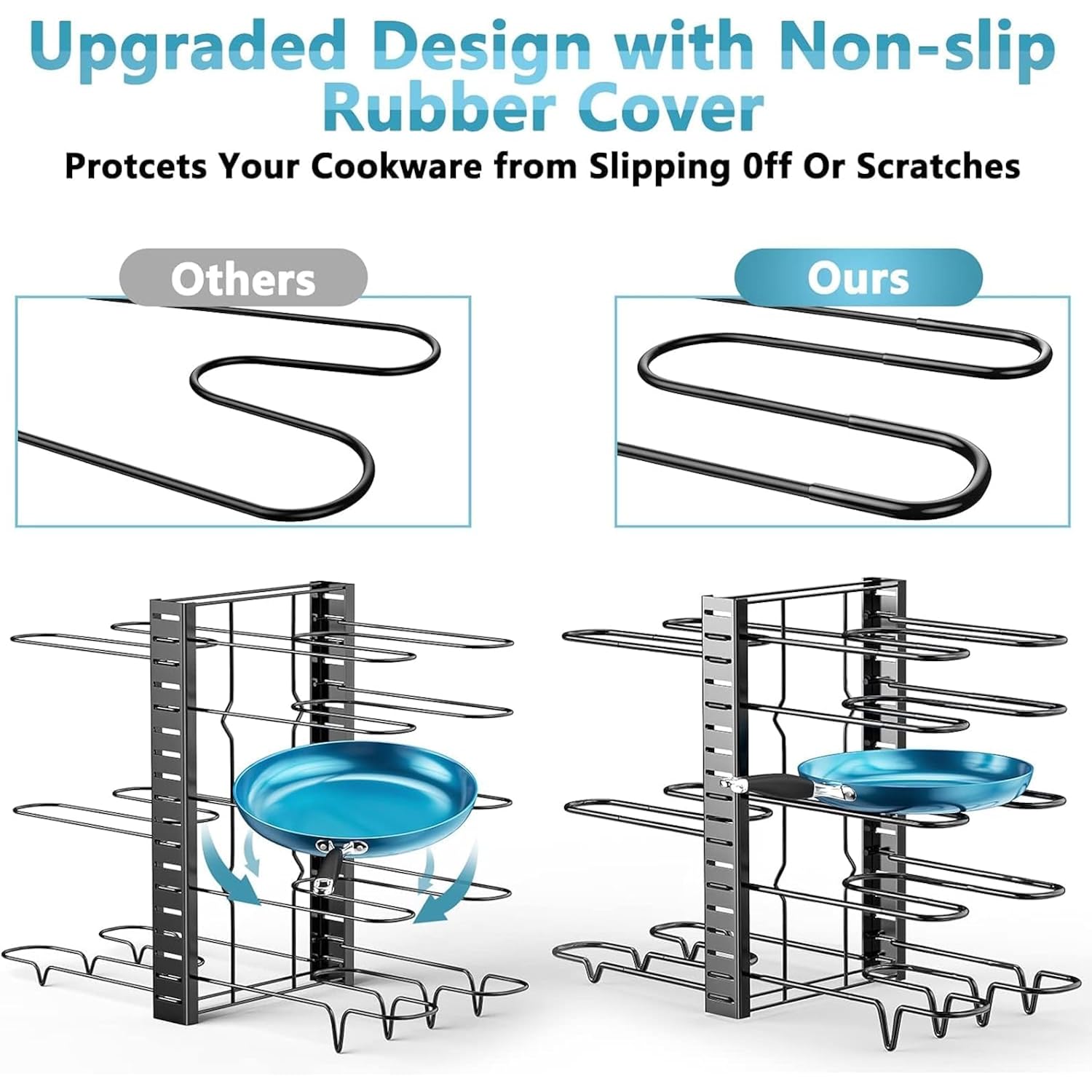 Pots And Pans Organizer For Cabinet 16.61 Height, 8 Tier Pot Organizers Rack With 3 Diy Methods, Adjustable Pan Organizer Under Cabinet Kitchen Organization And Storage