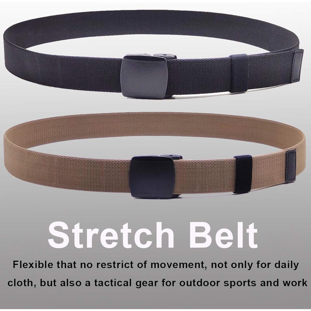 2-Pack Elastic Stretch Belt, Men’S All Size No Metal Nylon Tactical Hiking Belt
