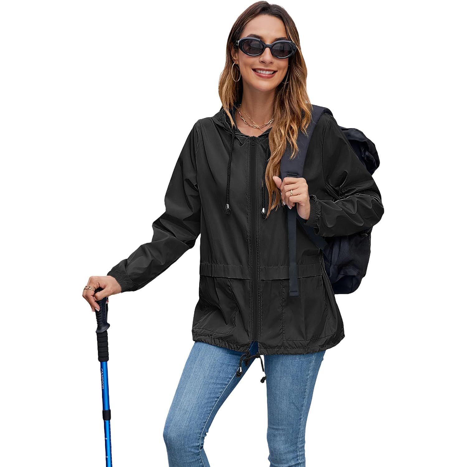 Women'S Lightweight Hooded Raincoat Waterproof Packable Active Outdoor Rain Jacket (S-3Xl)