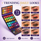 Bestland 72 Colors Ultra Secret Eyeshadow Palette, 4 In1 Color Board Matte Shimmer Glitter Nude Natural All In One Makeup Palette Blendable Pigmented Make Up Green Eye Shadow Pallet Gift Kit