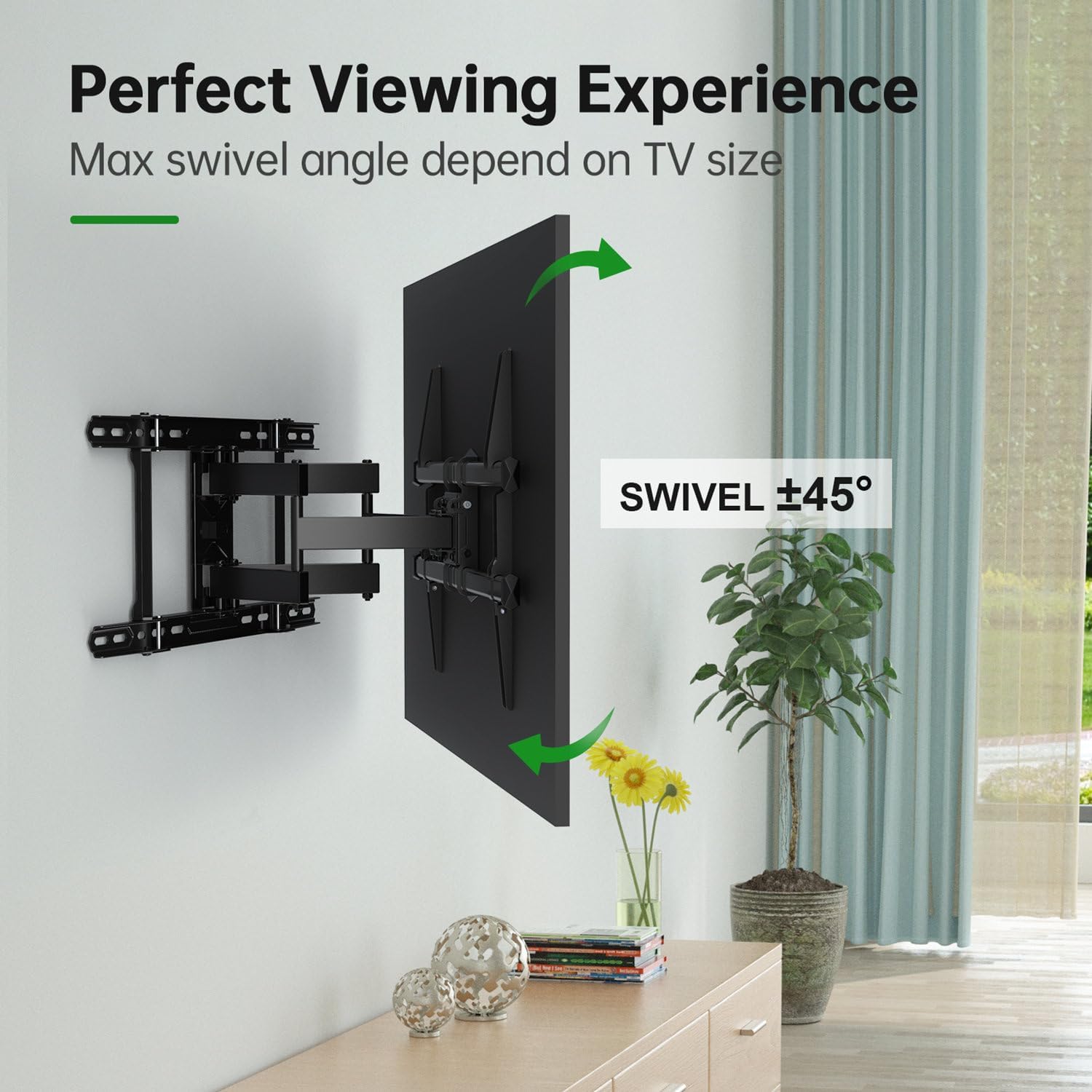 Usx Mount Ul Listed Tv Wall Mount For 42"-84" Tvs Up To 110Lbs And 8"-24" Wood Studs, Tv Mount With Tilt, Swivel & Extension, Wall Mounts Bracket With Dual Articulating Arms, Max Vesa 600X400Mm
