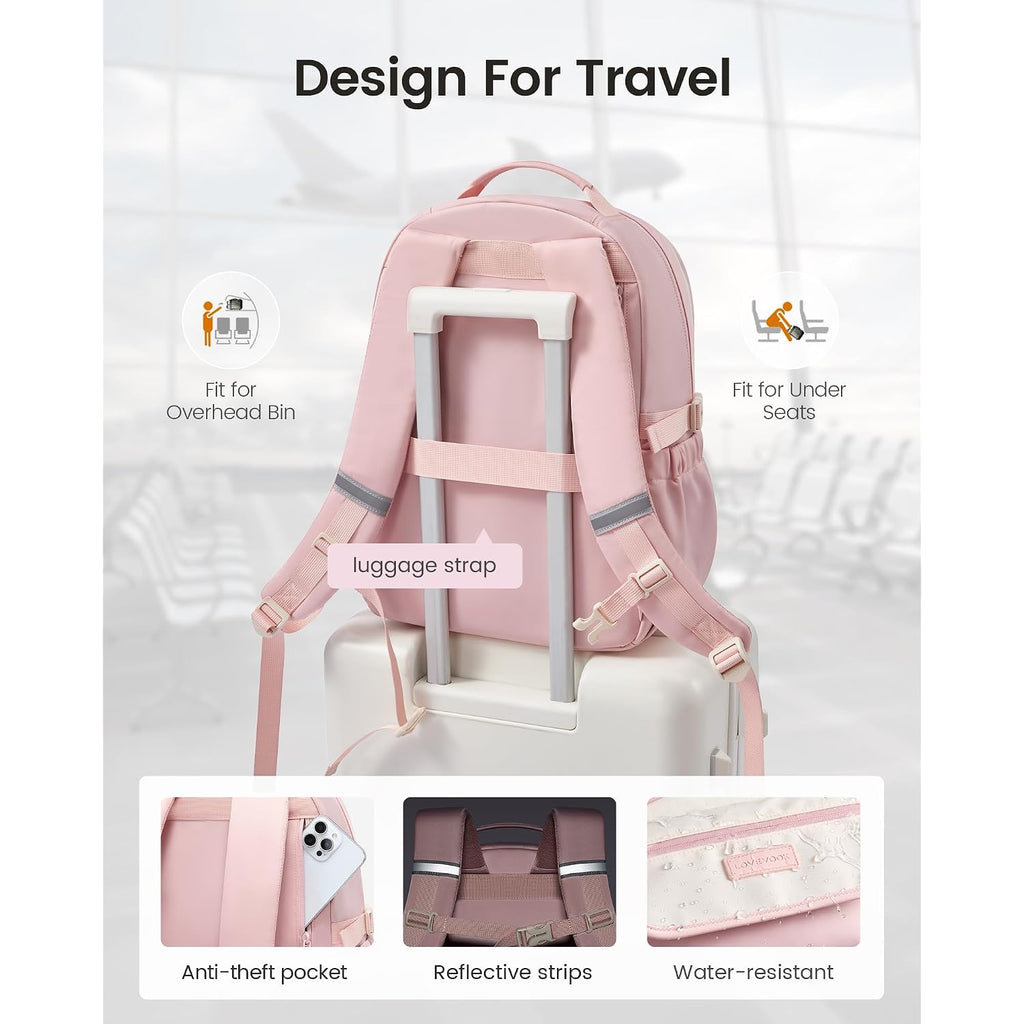 Lovevook School Backpack For Girls, Cute Bookbag For Teen 8-16, Diy Friendly 15.6" Laptop Backpack For Middle High College Student Back To School, Bag With Water Bottle Pocket For Travel, Pink
