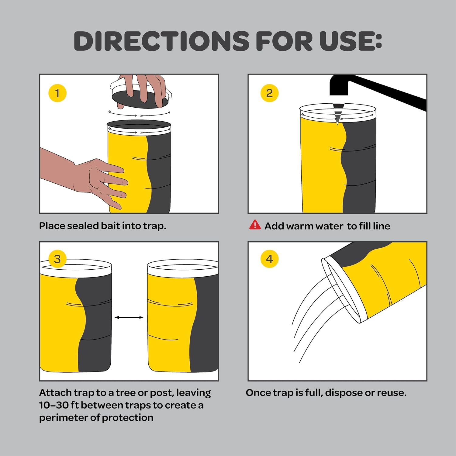 Outdoor Fly Trap [Set Of 2] Fly Traps With Dissolvable Non-Toxic Bait - Fly Repellent For Outdoor Use Only - Controls Flies For Patios, Barns, Ranches Etc. Hanging Fly Traps With Tie Included