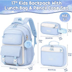 Fimibuke Waterproof Backpacks For School Girls With Lunch Box & Pencil Case | 3Pcs Lightweight Teen Girls Backpack Bookbag, Cute Kids Toddler School Bag For Elementary Middle High School Students Travel