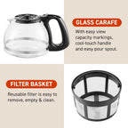 Elite Gourmet EHC4128 Automatic 4-Cup Brew & Drip Coffee Maker with Pause N Serve, Glass Carafe, Reusable Filter, On/Off Switch, Keep Warm, Water Level Indicator, Black