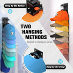 Hat Organizer For Baseball Caps 2Pack, Hat Rack For Wall With Strong Adhesive Hold Up To 20 Hats, Hat Hanger Holder Display For Door Closet, Cap Organizer Storage Multilayer Two Mounting Option(Black)