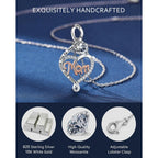 EleShow Mom Necklaces for Women, Sterling Silver Heart Moissanite Necklace, Jewelry Gifts for Mom on Birthday, Mother's Day, Christmas - 1.0 Carat