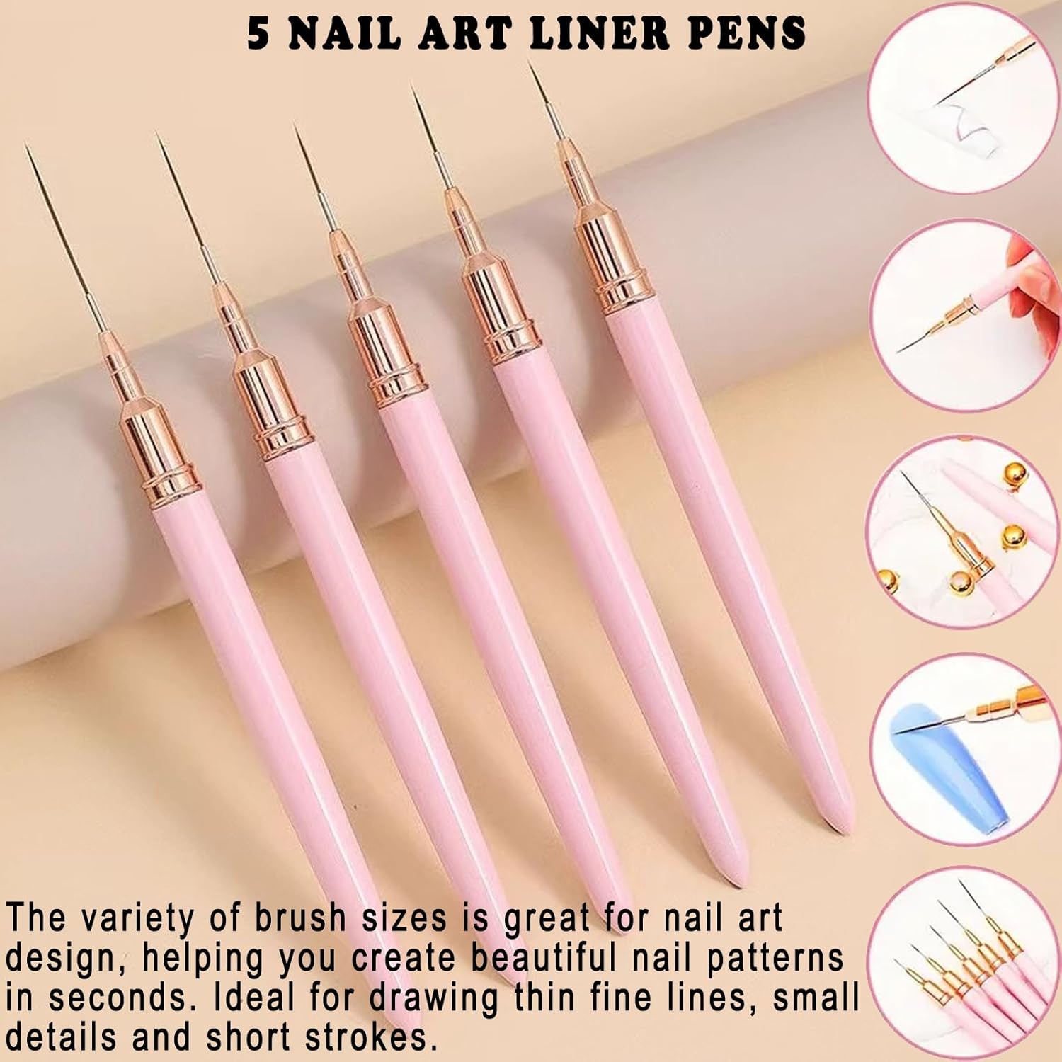 Nail Art Brushes Nail Art Tool Kit, Nail Design Tools Set with Liner Brushes, Dotting Pens, UV Gel Brushes, for DIY Nail Art, Salon and Home Use (Pink Style 37pcs)