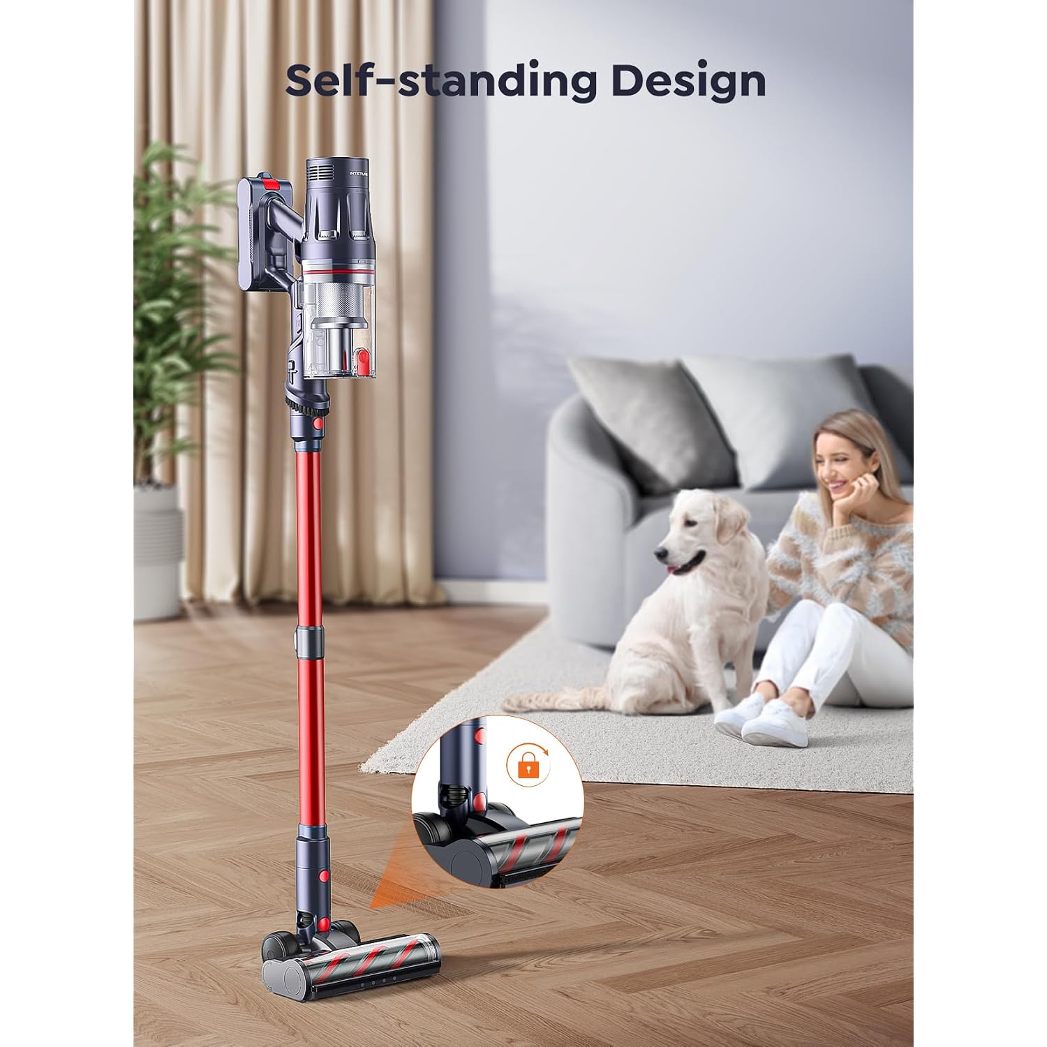 Cordless Vacuum Cleaner, 650W 55Kpa 70Mins Vacuum Cleaners For Home With Auto Mode/Led Display, Self-Standing Cordless Stick Vacuum Lightweight,Rechargeable Cordless Vacuum For Pet Hair/Carpet/Floors