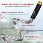 100Ft Metal Garden Hose - Heavy Duty 304 Stainless Steel Flexible Water Hose, No Kinks & Leak-Proof With Upgraded Handle, 10-Function Spray Nozzle & 4 Spare Gaskets For Yard, Rv, Pet Bath