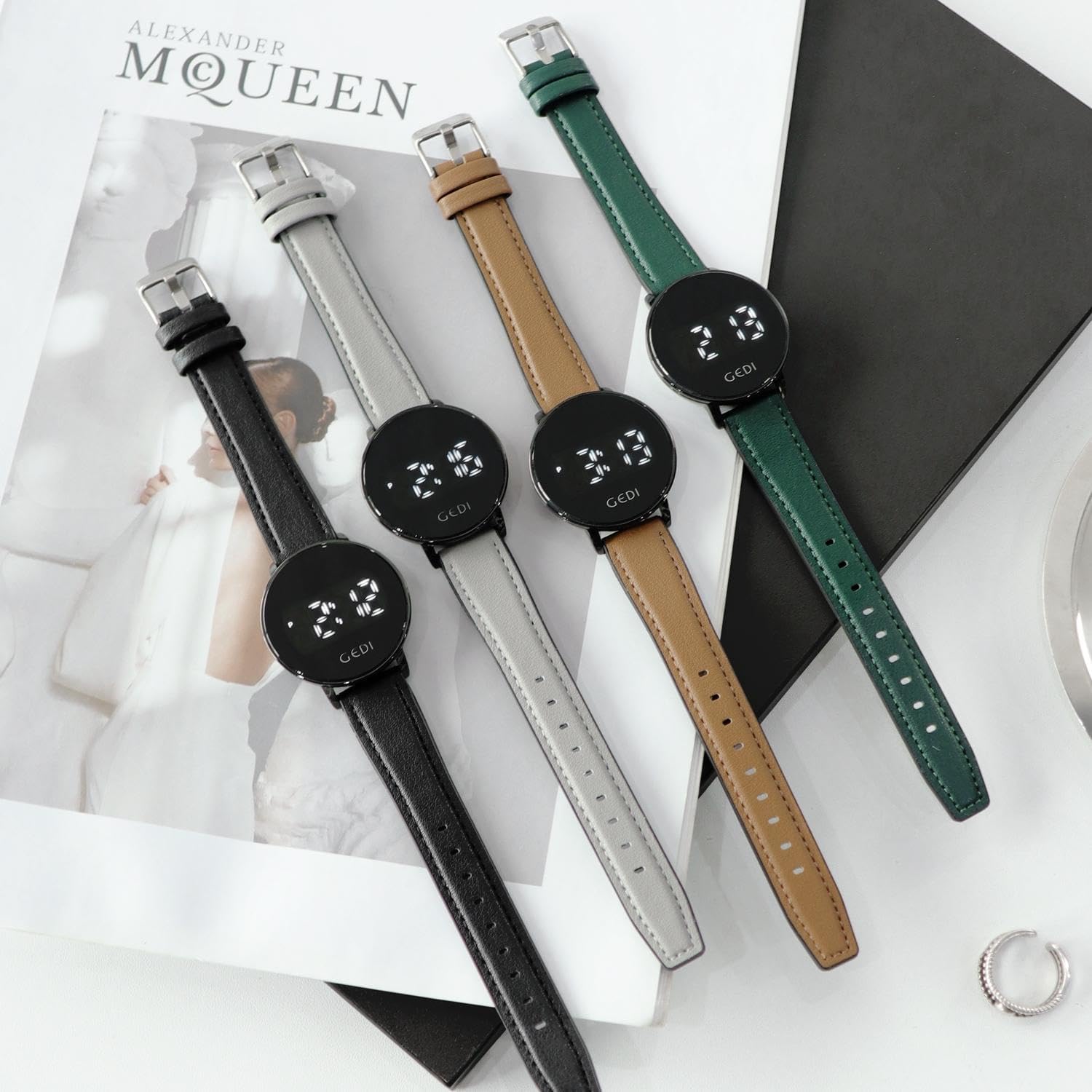 CARLIEN Womens Fashion Sport Digital LED Touch Screen Watch Date Calendar Silicone Band Minimalist Dress Waterproof Ladies Wristwatch