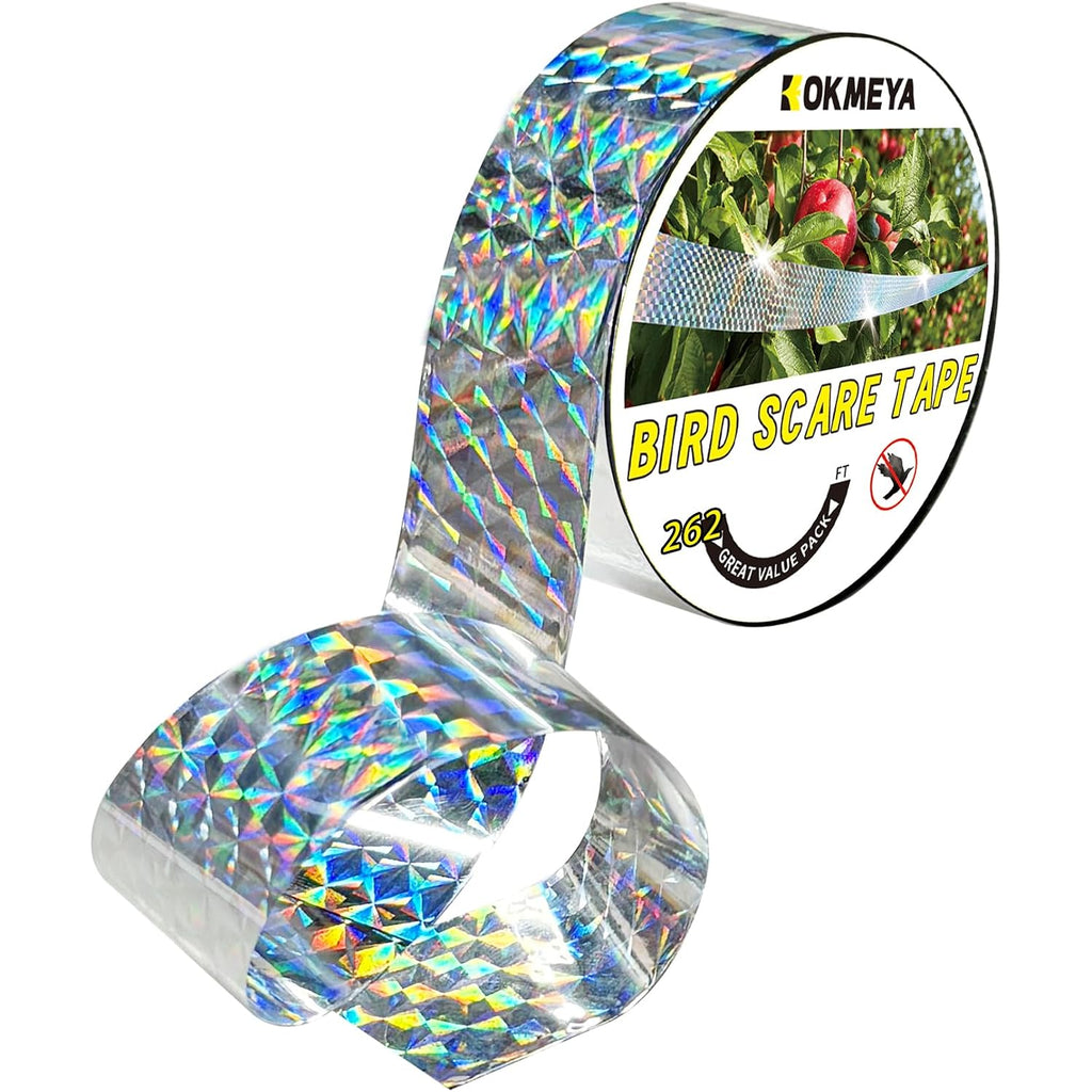 Bird Scare Tapes 262Ft*1 Reflective Flash Tape For Birds, Bird Scare Device Double Side Ribbon Scare Birds Away For House, Garden, Yard, Orchard, Patio, Outdoor