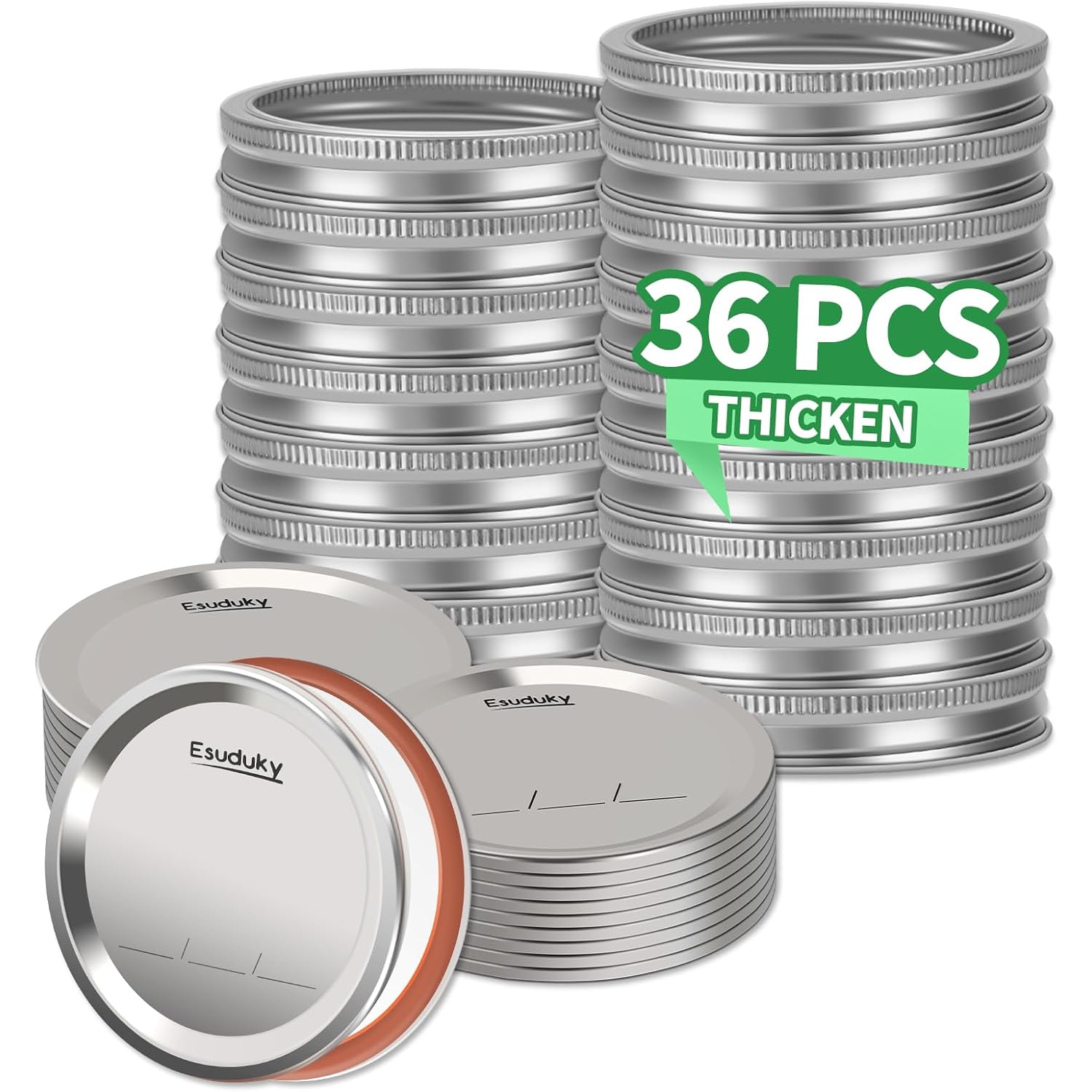 36Pcs Mason Jar Lids with Rings Wide Mouth, Upgrade Canning Lids with Rings/Bands for Ball, Kerr Jars and More, Split-Type with Leak Proof & Airtight, Food Grade Material for Mason Jars
