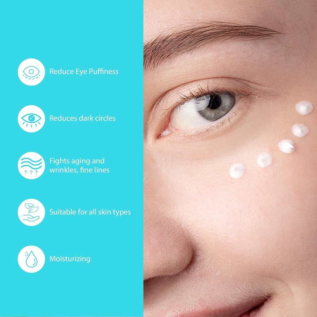 Retinol Eye Cream, Anti Aging Under Eye Cream With Caffeine, Vitamin C & Hyaluronic Acid, Cool Massage Head Eye Serum Fades Dark Circles Puffiness Wrinkles, 15Ml Portable Eye Cream For Women