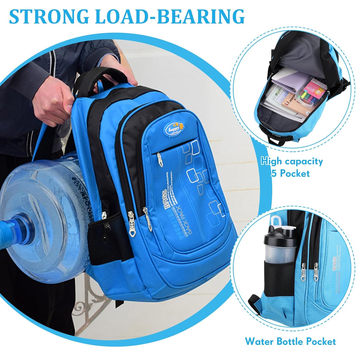 10 Pcs 17 Inch Kids Backpacks Bulk, Classic Student Bags For School | Printed Bulk Pack, Padded Straps, Side Bottle Holder, Middle School, Donation Charity Use
