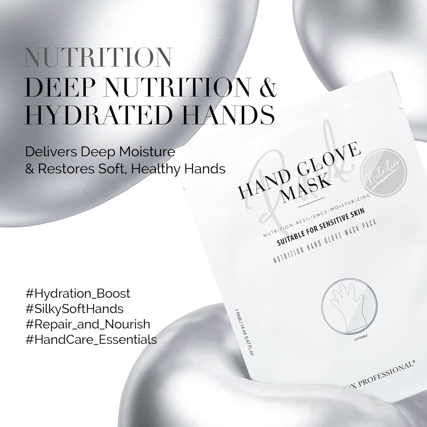 DLUX PROFESSIONAL Hand Mask - 5 Packs of 2 Nutritious Fragrant Hand Mask Gloves, Protein Rich Moisturizing Gloves For Dry Hands, Single Use Hand Masks for Dry Cracked Hands Overnight
