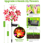 Letmy Solar Garden Lights, 4 Pack Solar Flower Lights With 6 Head Bigger Lily Lights, Ip65 Waterproof Solar Lights Outdoor, Decorative Lights For Garden, Patio, Yard, Flower Bed