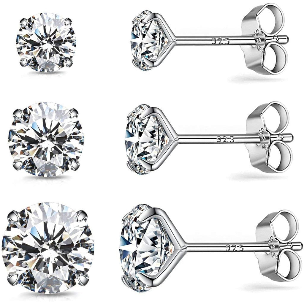 925 Sterling Silver Earrings, Cubic Zirconia Stud Earrings, Diamond Stud Earrings for Women