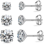 925 Sterling Silver Earrings, Cubic Zirconia Stud Earrings, Diamond Stud Earrings for Women