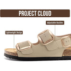 Project Cloud 100% Genuine Leather Beach Sandals For Women 2026 With Lightweight & Comfortable Slides For Women - Non Slip With Memory Foam Slingback Womens Sandals 2026 (Garda)